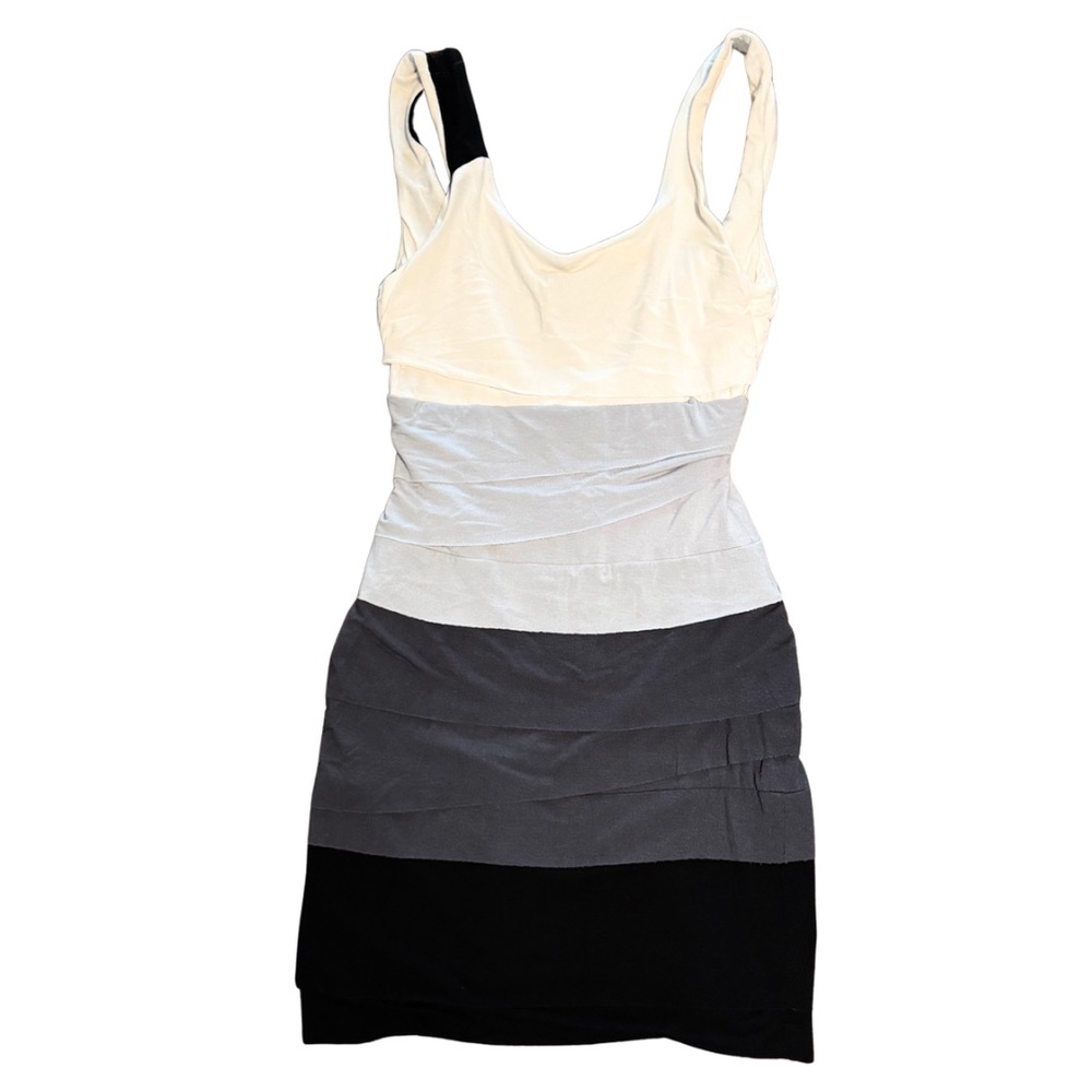 Bailey 44 EUC Bailey 44 Low Back Black White Gray Tiered Bodycon Dress in XS